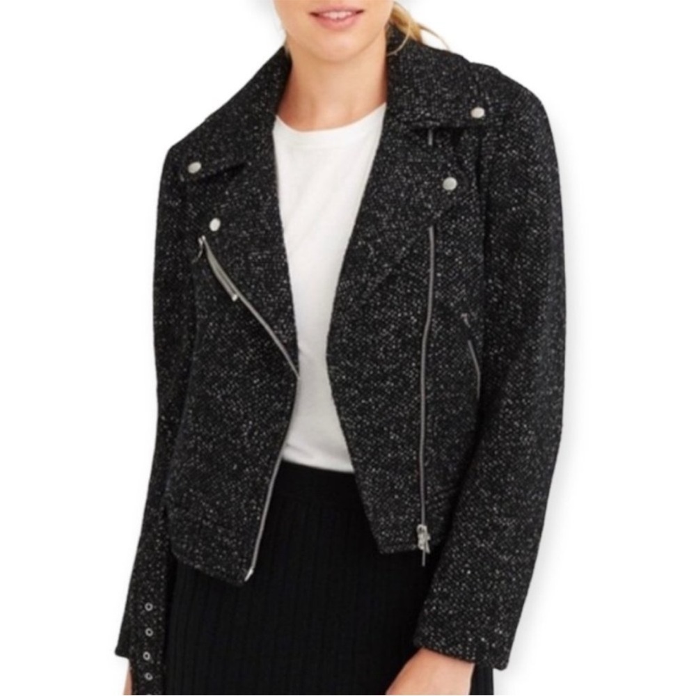 Club Monaco Black Tweed Moto Jacket